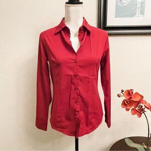 🍋 Siteluoyg • Women’s Burnt Red Button-down Long Sleeve Shirt Size S